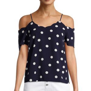 Monteau Los Angeles Polka Dot Cold Shoulder Top Women's Size Medium